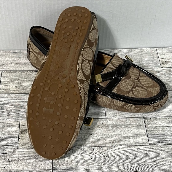Coach FRIDA Slip on Loafers 8.5 Signature Monogram Logo Brown - Picture 10 of 14